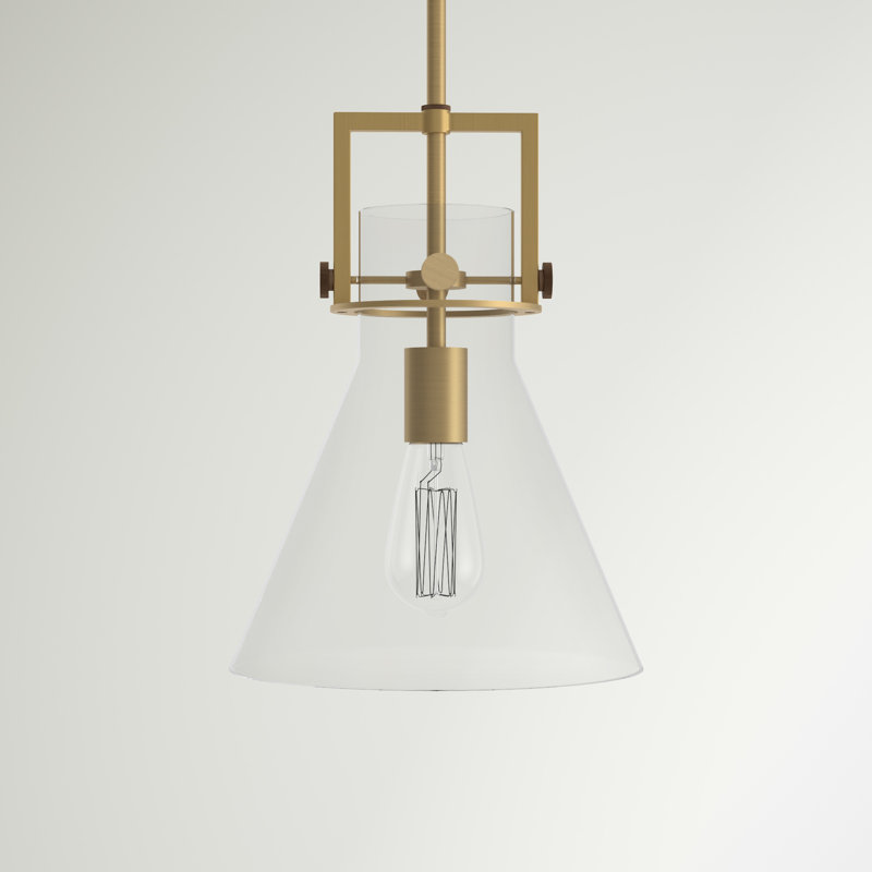 Borgen 1 - Light Single Pendant, Brushed Brass, 17" H x 14" W x 14" D