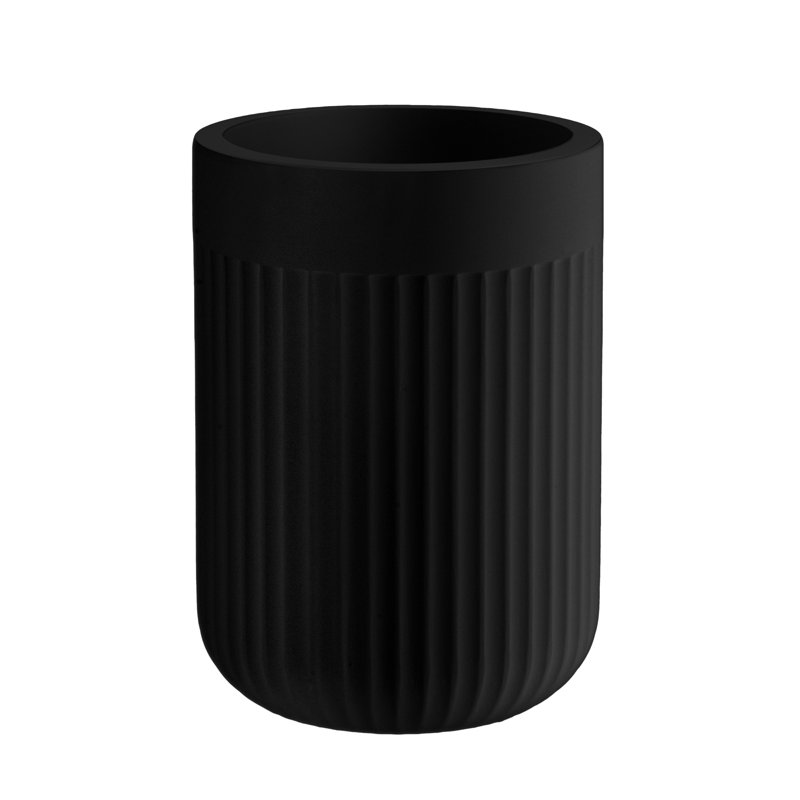 Porte-gobelet / brosse à dents - Poly-résine nervurée , Noir