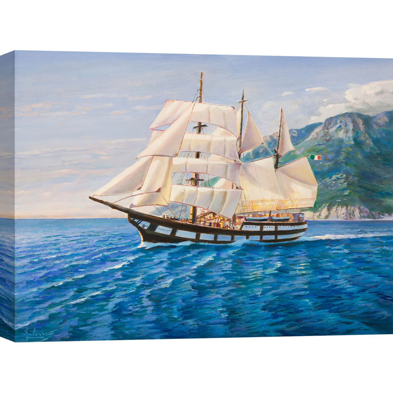 3AD6453 Schooner by Adriano Galasso - Wrapped Canvas Painting, 50cm H x 70cm W x 4cm D