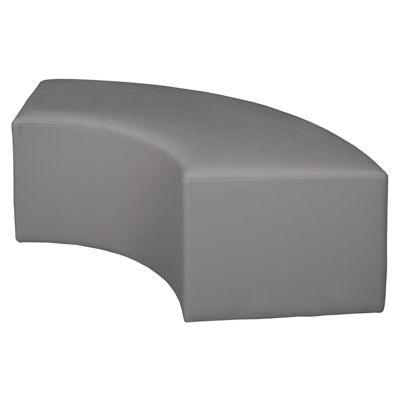 Aurora Curved Vinyl Ottoman, Gray Faux Leather