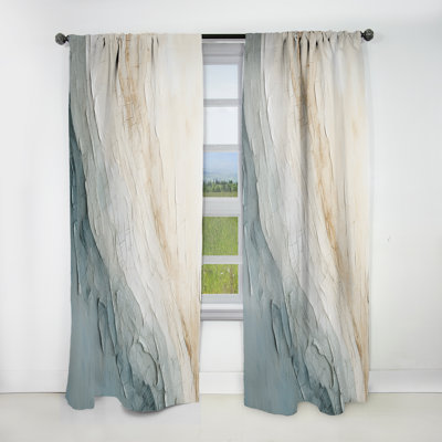 Minimalism Beige And Grey Wave Horizon I - Nautical Velvet Curtain - Room Darkening - 1 panel