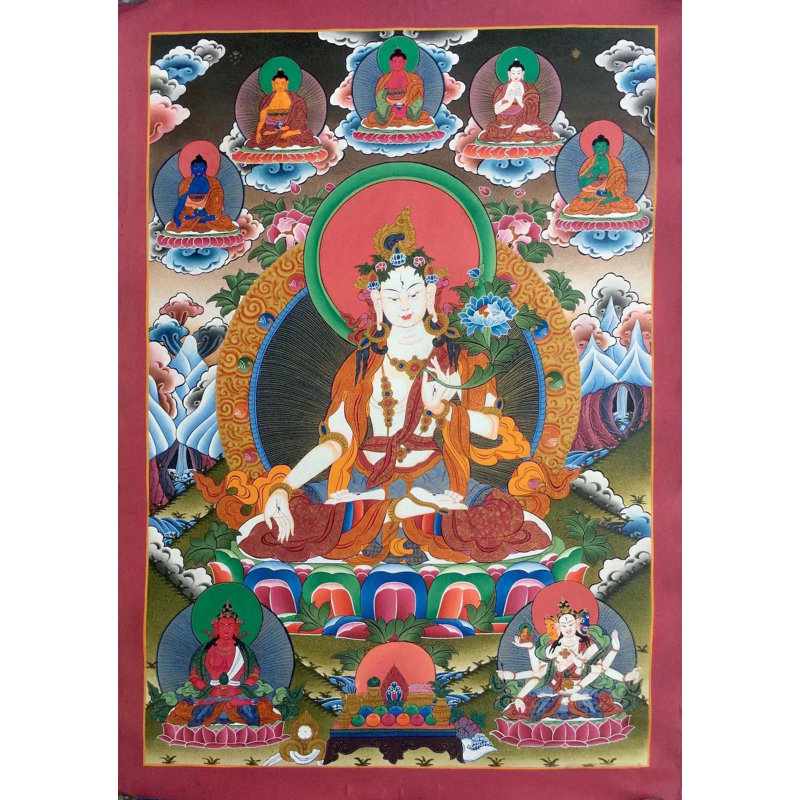 Déesse blanche Tara Thangka (Brocadeless Thangka)