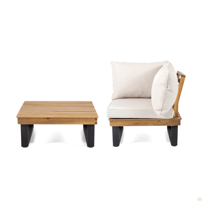 Chaise d'angle + table basse, Beige