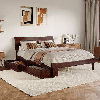 Phoenix Wood Platform Bed with Storage Drawers