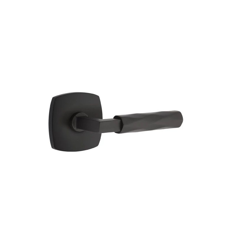 Privacy Door Lever with Square Rosette, Flat Black