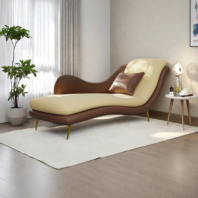 Chaise longue Robichaux , Orienté à droite, Brun / Beige