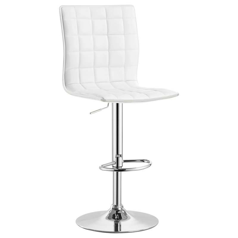 Iancarlo Swivel Upholstered Adjustable Height Counter Stool, White