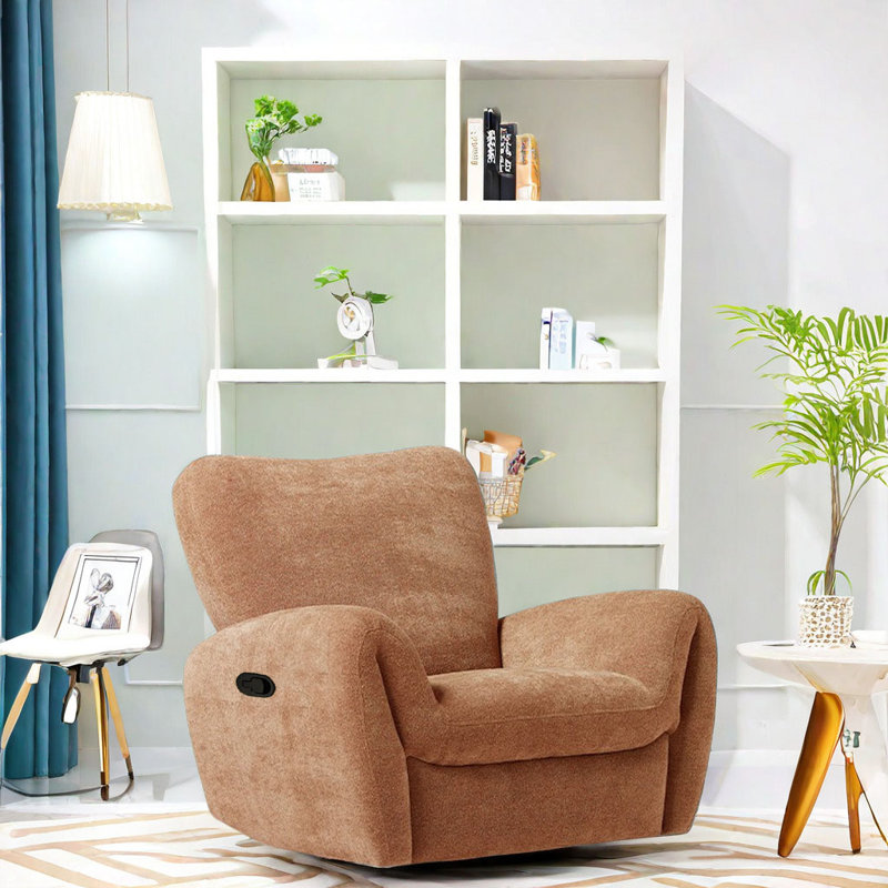 Fauteuil inclinable pivotant rembourré Smayan, Brun