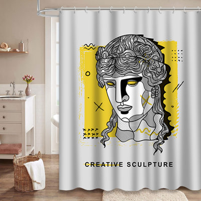 Creative Modern Grape Wine Sculpture Shower Curtain with 12 Hooks
