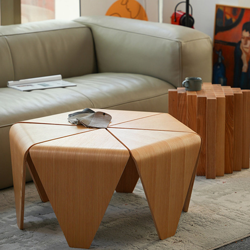 Table basse simple en bois massif, Dessus Burlywood / base Burlywood