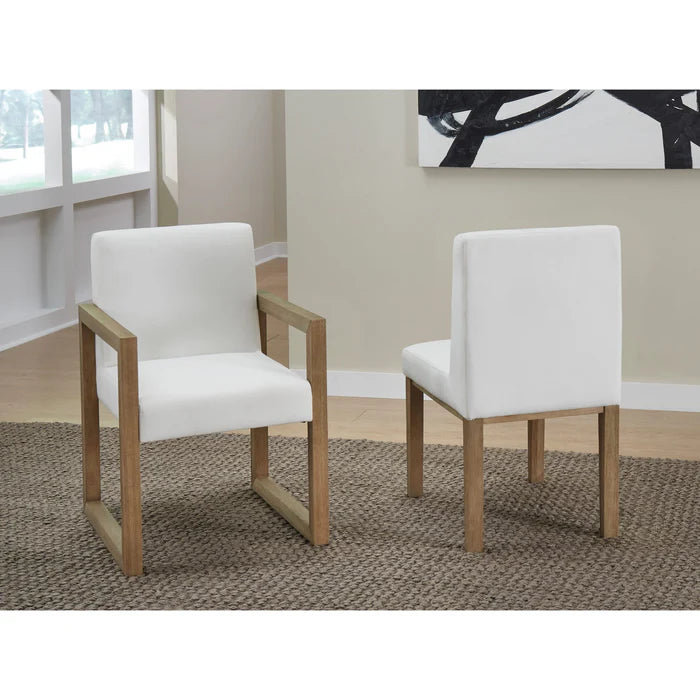 Chaise d'appoint et fauteuil rembourrés en perle blanche et bisque Seabourne
