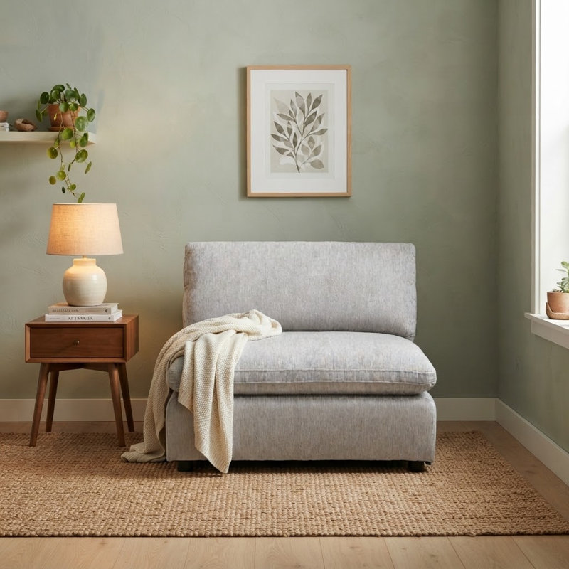 Odai 38.6" W Chenille Accent Chair, Light Gray