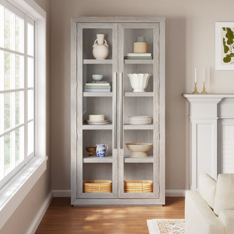 Alaya Solid Oak Wood Corner Display Stand, White