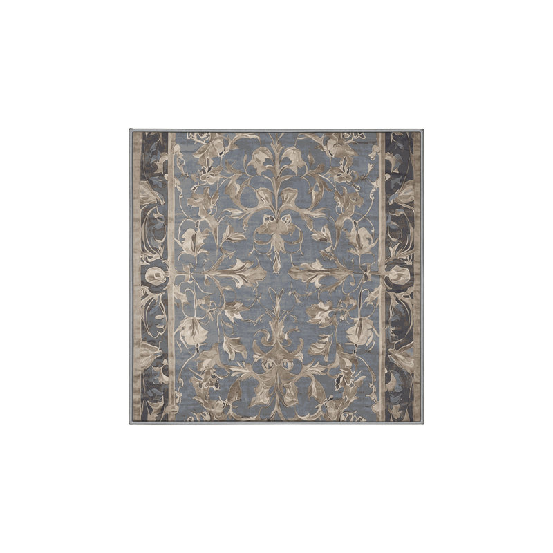 Tapis gris soyeux et moelleux, Carré 3 pi