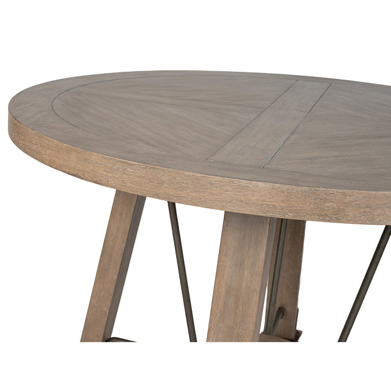 Delacruz Acacia Round Solid Wood Base Dining Table