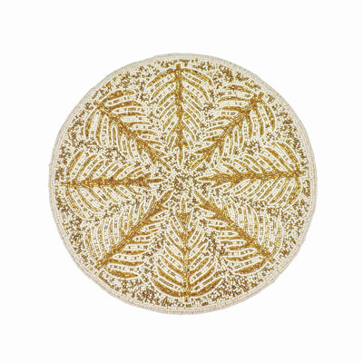 Glass Beads Embroidered Round Placemat