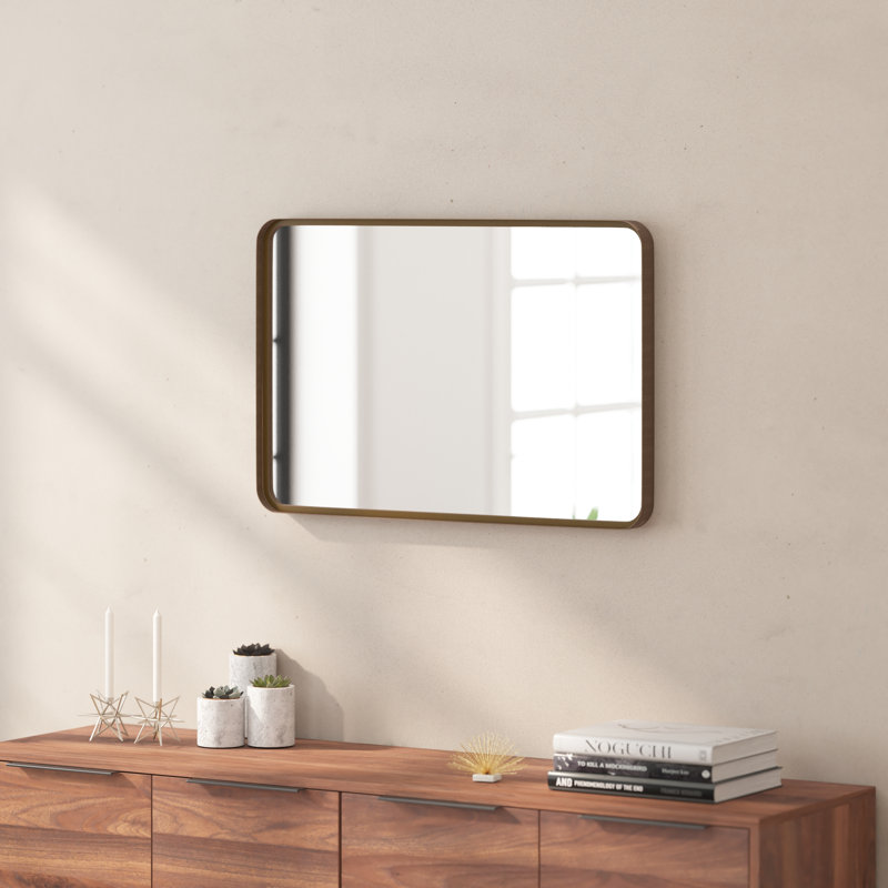 Metal Rectangle Wall Mirror, Brushed Bronze