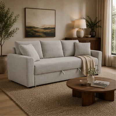 Canapé modulaire Beige Boucle Sleeper avec 2 coussins décoratifs