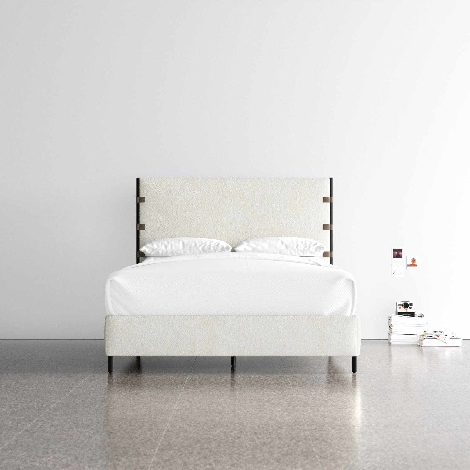 Amadeo Upholstered Metal Bed, Qeen