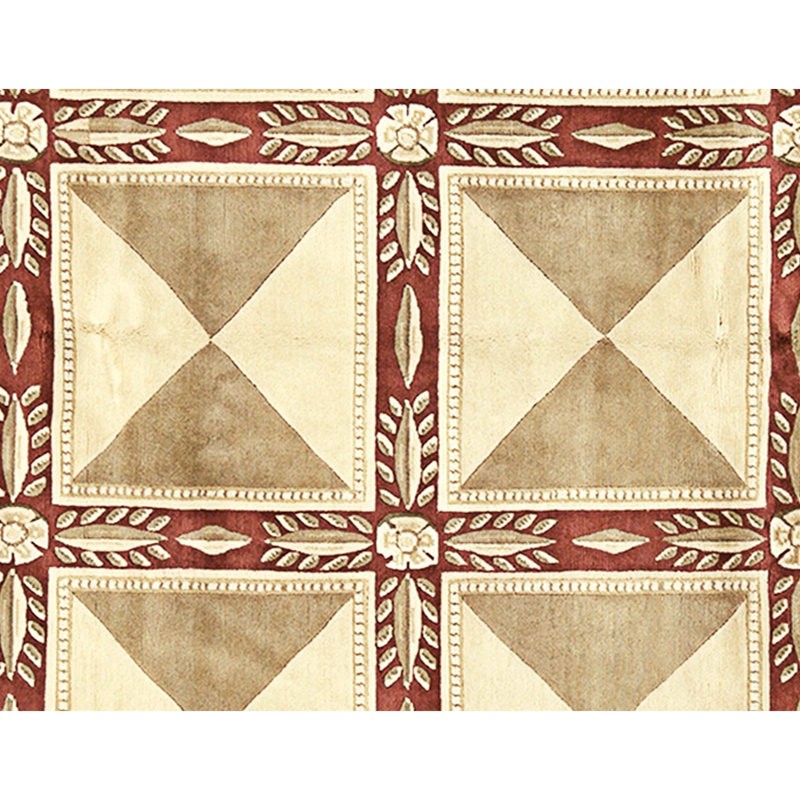 Hand Knotted Wool Area Rug in Red