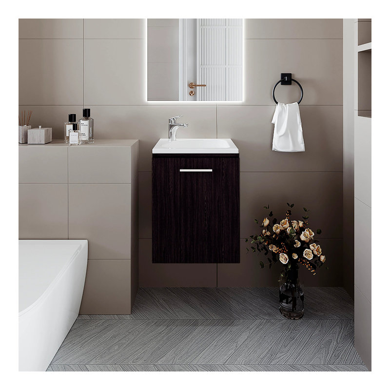 Meuble-lavabo avec lavabo et robinet intégrés, Marron foncé