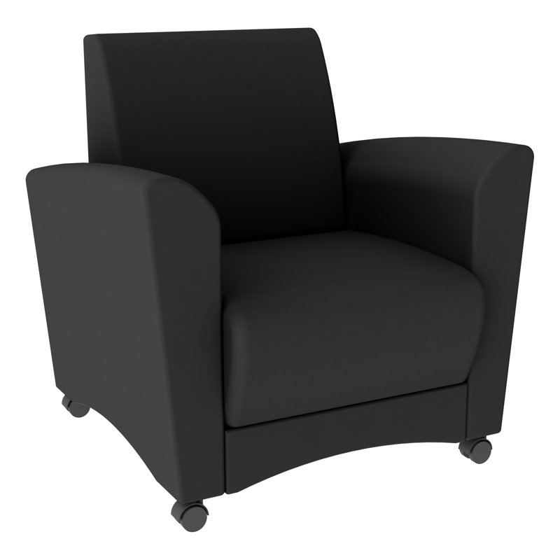 Chaise de réception en vinyle avec structure en bois Shapes Series II, Grain lisse noir