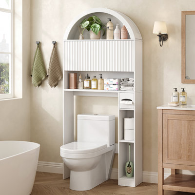 Arched Over the Toilet Storage Cabinet, Bathroom Storages Organizer Cabinets with Doors, Above Toilet Storage for Restroom, Bathroom, Laundry