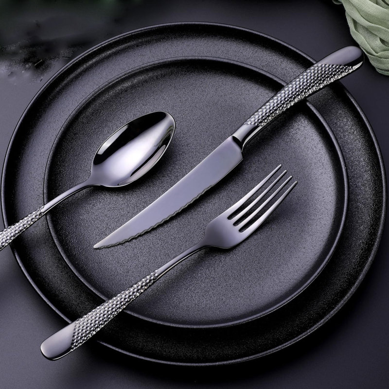 Hammer Made Black Silverware Set