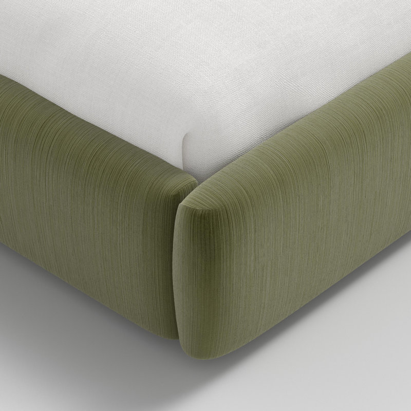 Lit plateforme Daphne, Grand, Velours performance, vert mousse