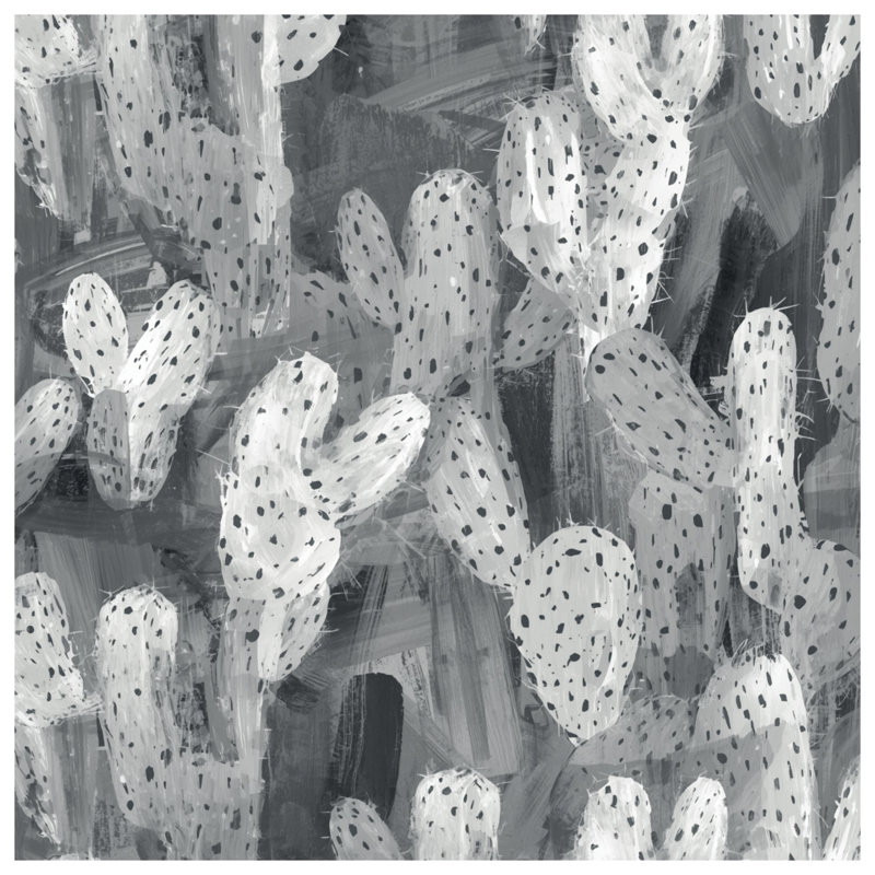 Cactus gris abstrait avec couvre-lit Cactus, Lit simple