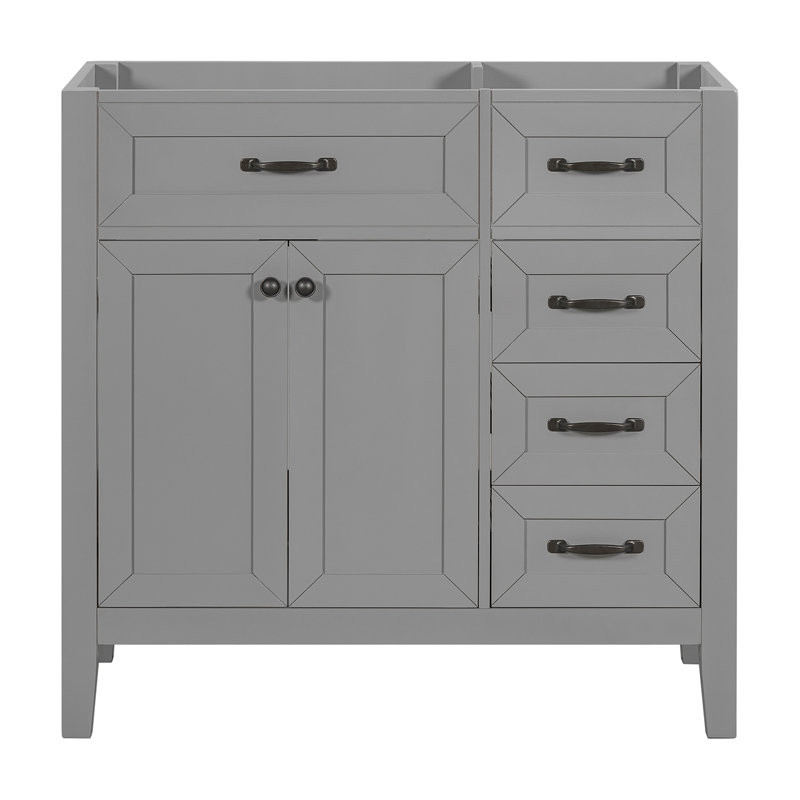 36" Bathroom Vanity Without Sink, Drawers, Solid Frame And Mdf Board, Grey
