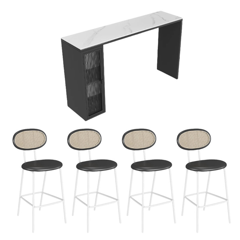 Table de bar moderne de style moderne, Noir / blanc, Blanc/Noir, H 41,3 po x L 55,1 po x l 15,7 po