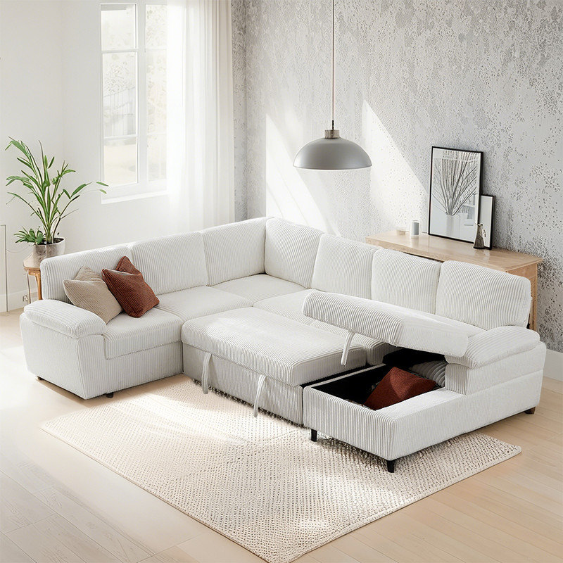 L-Shaped Convertible Sectional Sofa with Storage - Modern Upholstered Comfort Couch for Living Room, Extra Seating & Hidden Storage Space