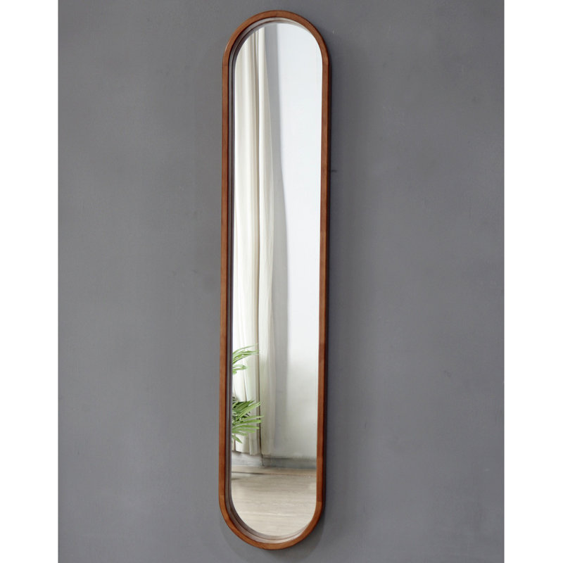 9.5X2x47.2" Decorative Rubber Frame Mirror With Elongated Oval Frame
