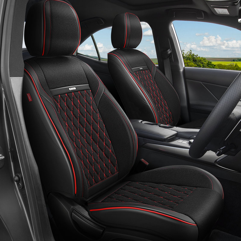 Front Seat Covers With Airbag Compatible, Reserved Opening Holes For Headrest, Universal Fit For Most Cars