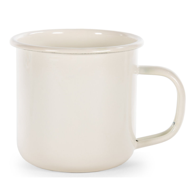 Rolled Black Rim Mug Set/4, Cream