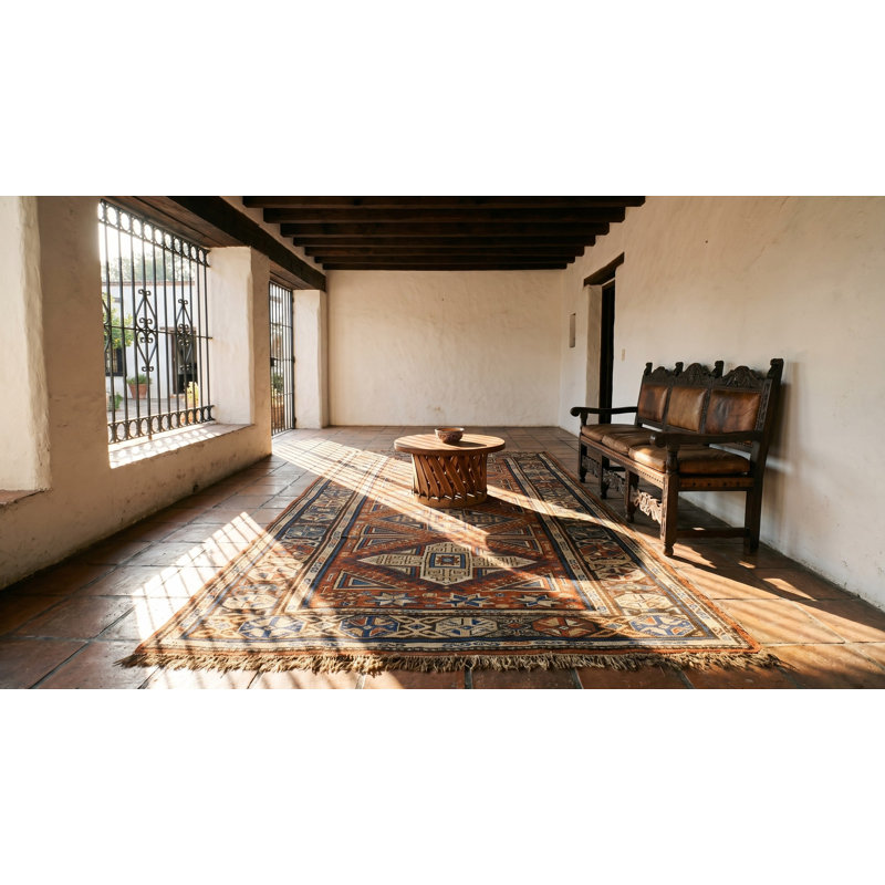 Rustic Tribal Geometric Antique Late 19th Century Caucasian Soumak Flatweave Rug