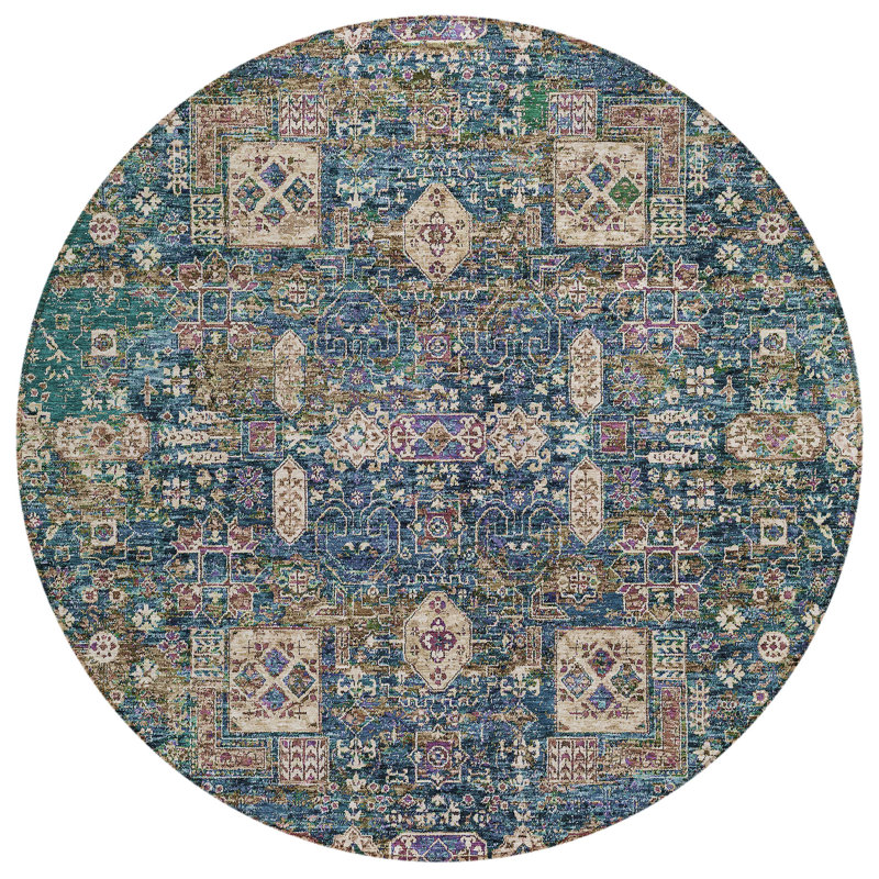 Floral Indoor / Outdoor Rug, Round 8'