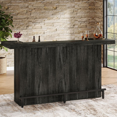 Meuble-bar à quatre niveaux de 180 cm (70,9 po) avec porte-verres à vin et repose-pieds, gris