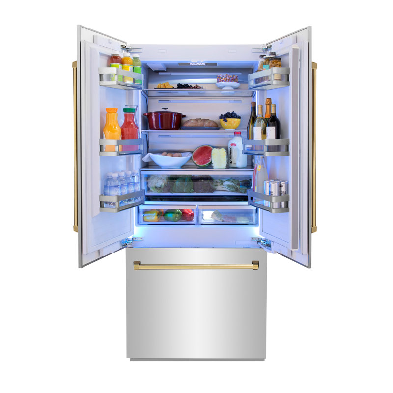 ZLINE 36" 19.6 cu. ft. Built-In 3-Door French Door Refrigerator with Internal Water and Ice Dispenser, Matte Black