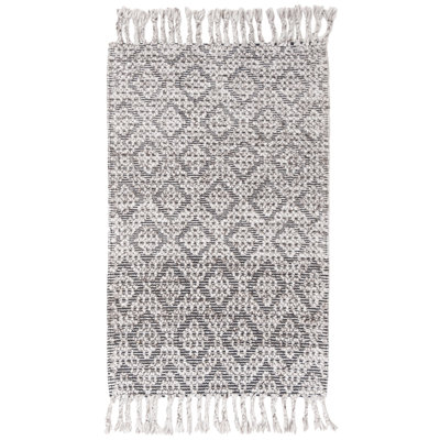 Natura Hand Woven Viscose/Wool Geometric Rug in Gray/Black