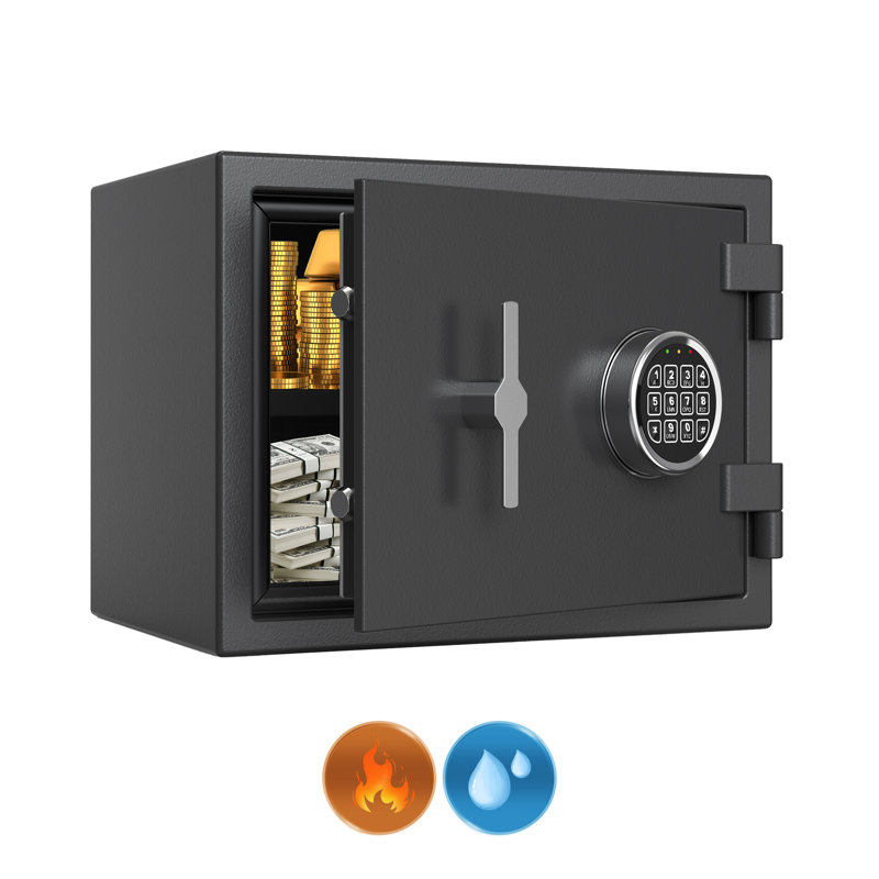  Coffre-fort ignifuge avec clavier électronique, coffre-fort de sécurité pour documents, argent et objets de valeur, coffre-fort ignifuge avec tablette amovible