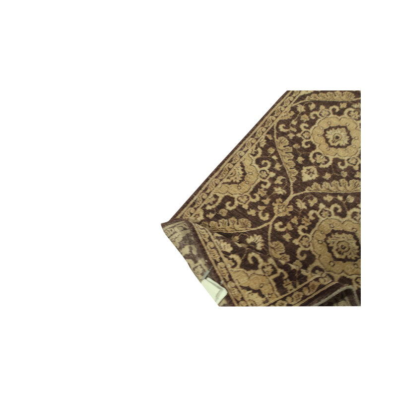 Tapis beige / brun en laine / viscose marocain noué à la main