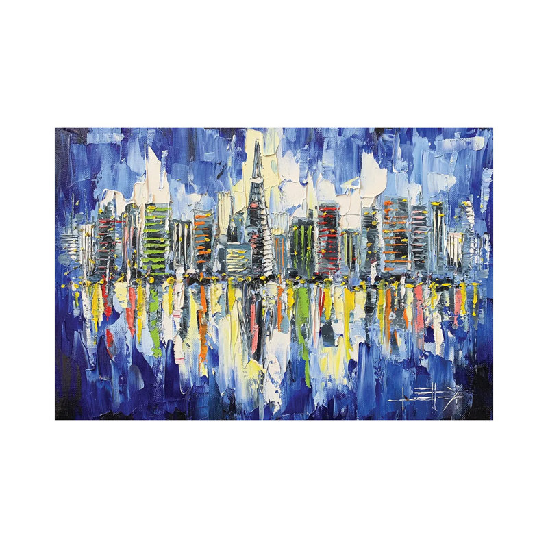 «San Francisco Evening Skyline» par - Toile tendue, H 12 po x l 18 po x 1,5 po