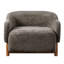 Fauteuil d'appoint Bronte en chenille de style moderne du milieu du siècle, avec accoudoirs encastrés, dossier fixe et pieds en bois d'hévéa et de noyer.-135937413