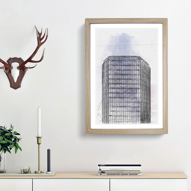 Sketching the Architecture Vol.7 - Picture Frame Drawing Print, 48cm H x 36cm W x 2cm D, Oak Framed