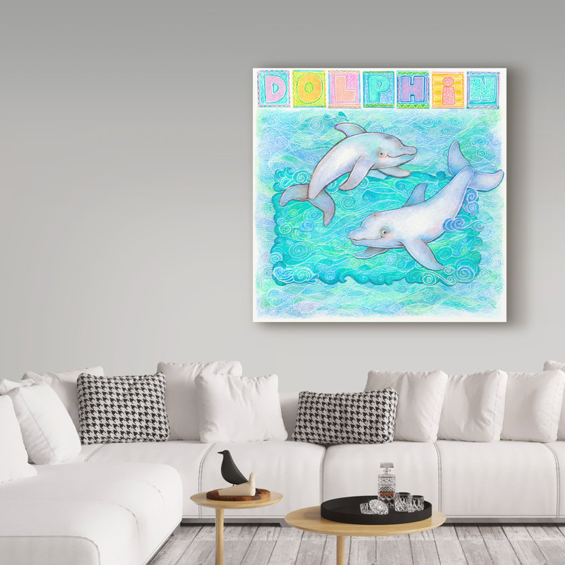 « dauphin ludique », art sur toile, H 14 po x l 14 po x P 2 po