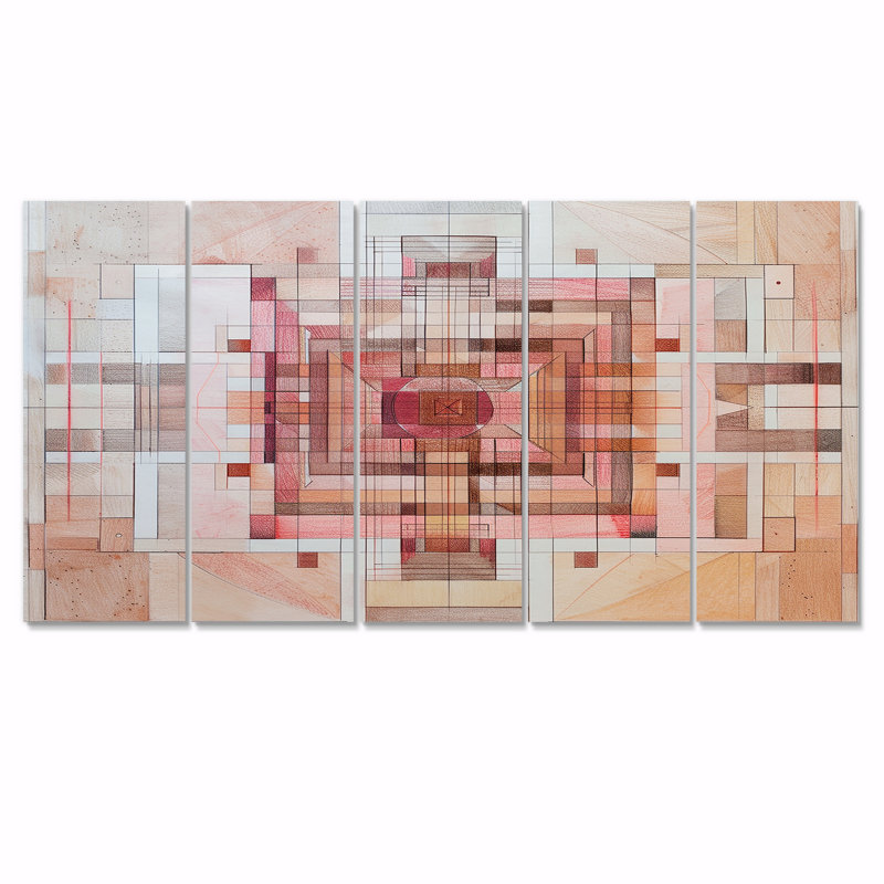 Ensemble d'art mural rétro 5 pièces, H 32 po x l 80 po