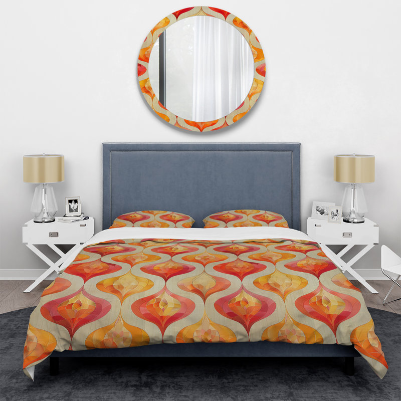Ensemble de housse de couette moderne rose doré Modern Sunset Serenade I, King Duvet Cover + 2 King Shams