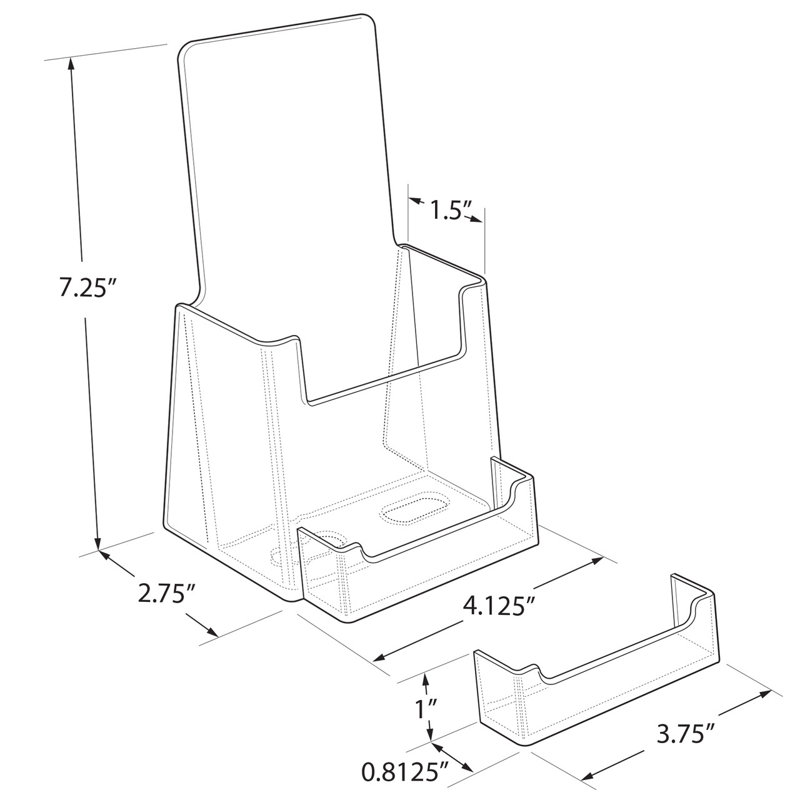 Porte-dépliant à trois volets avec porte-cartes de visite. Dimensions intérieures: l 4,125 po (paquet de 2)